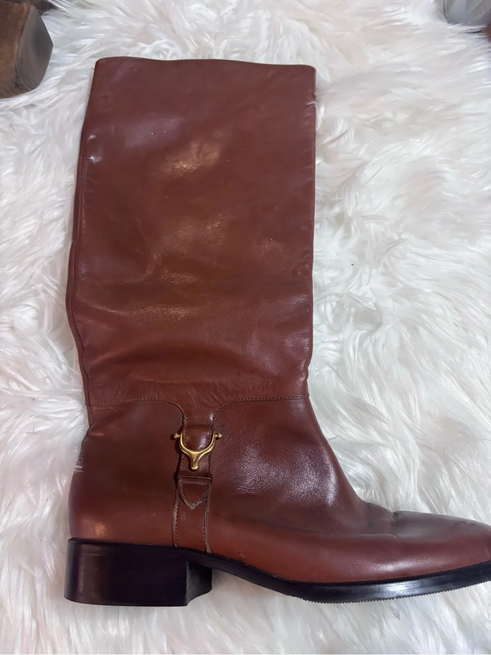 Etienne Aigner Brown Leather Over-the-Knee Riding Boots